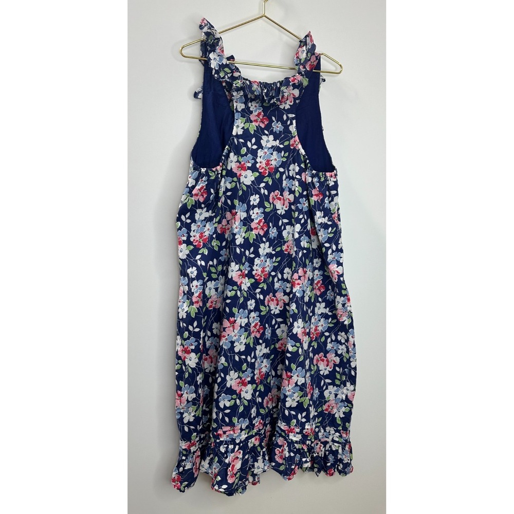 Ralph Lauren Girls Navy Blue Pink Floral Ruffle Cotton Sundress Size 16 Kids - Picture 8 of 11